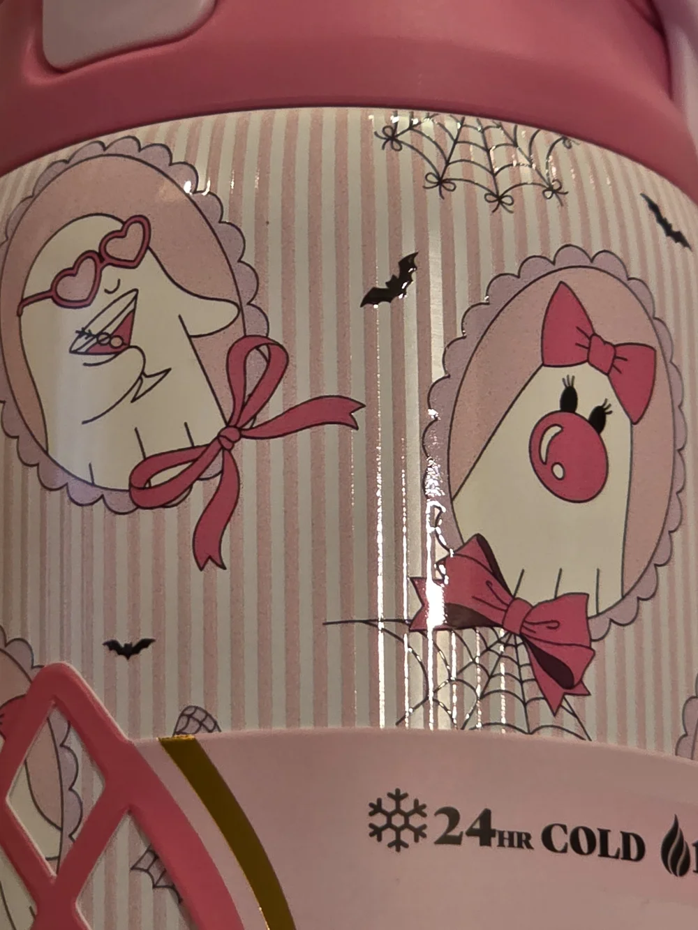 Pink Halloween Coquette Ghosts 32 oz Dual-Action Stainless Steel Water Bottle